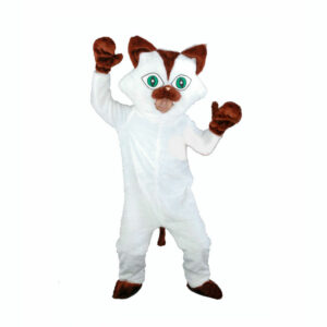 Mascotte de Chat Blanc Yeux verts