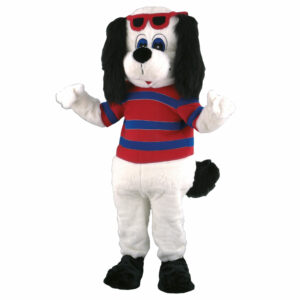 Mascotte de Chien Blanc et Noir
