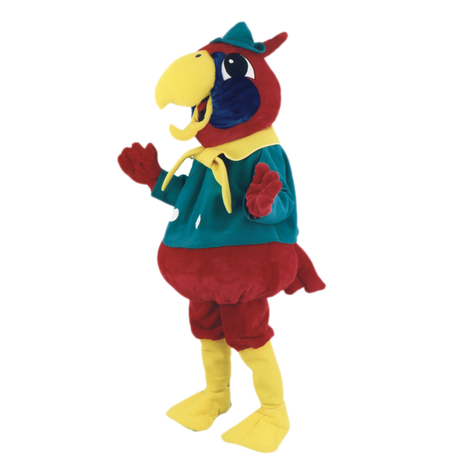 Mascotte de Perroquet Rouge et Vert