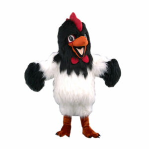 Mascotte de Poulet Noir et Blanc